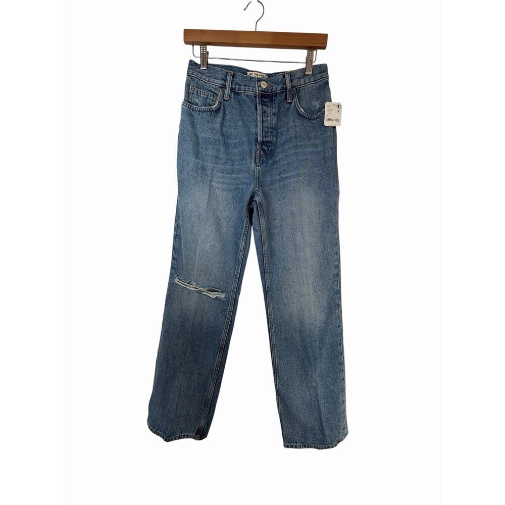 We The Free Women’s Blue Distressed High Rise Straight Leg Denim Jeans - Picture 11 of 16